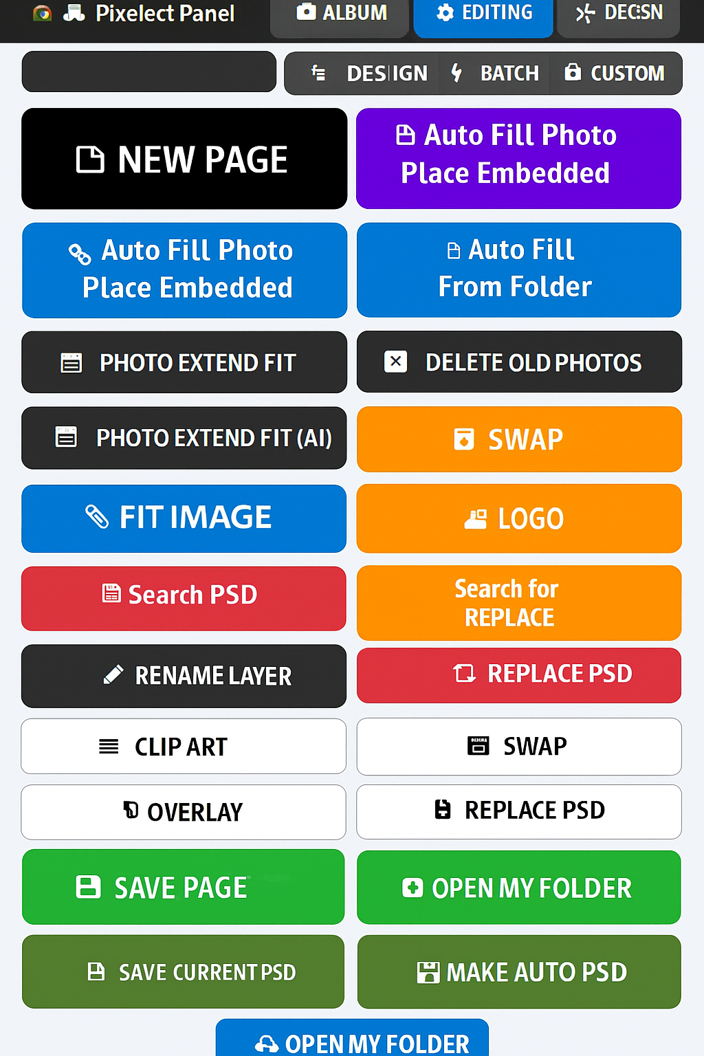 Album Designer Panel Screenshot